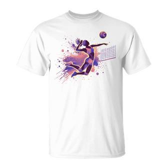 Volley-Ball De Plageiolet Et Rose T-Shirt - Cadeauxyz