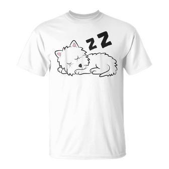 West Highland ホワイトテリア 犬 眠っているかわいいウェスティー Tシャツ - Kawaiitshirt