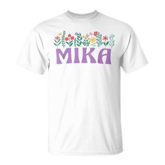 Wildflower Floral Mika Nombre Día De La Madre Es Camiseta unisex - Regaloses