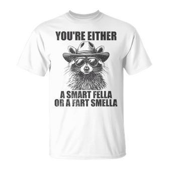 You're Either A Smart Fella Or A Fart Smella Raccoon T-Shirt - Thegiftio UK