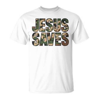 Youth Camo Christian Jesus Saves Bro God Religious Boys N T-Shirt - Monsterry