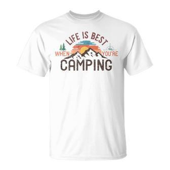 キャンプ おもしろ 楽しい 登山 キャンプしているときが人生最高 Tシャツ - Kawaiitshirt