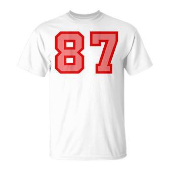 クールなレトロなレタリングジャージバック番号87 Eightyseven Tシャツ - Kawaiitshirt