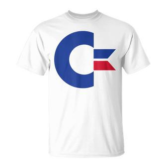 コモドール C64 大文字 ブルーレッド Tシャツ - Kawaiitshirt