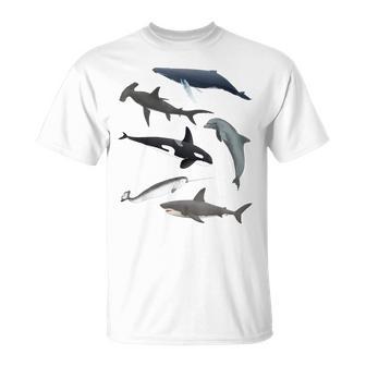 シャチ ジンベイザメ イッカク イルカ 海の生き物 Tシャツ - Kawaiitshirt