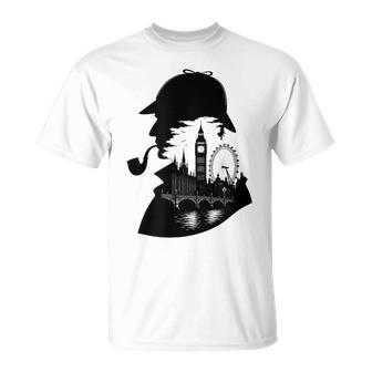 シャーロックホームズ&ロンドンのスカイラインシルエットギフト Tシャツ - Kawaiitshirt