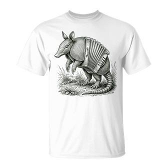 シュールなアコーディオンミュージカルアルマジロアート Tシャツ - Kawaiitshirt