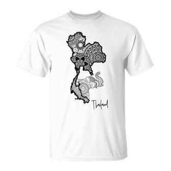 タイのマンダラ、タイの地図、象のマンダラ タイ Tシャツ - Kawaiitshirt