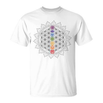 チャクラのシンボルと生命の花、神聖な幾何学曼荼羅。 Tシャツ - Kawaiitshirt