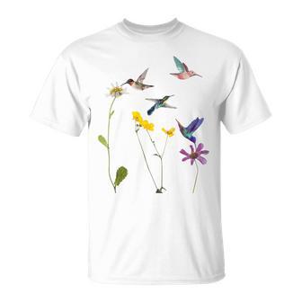 ハチドリと花のtシャツ Tシャツ - Kawaiitshirt