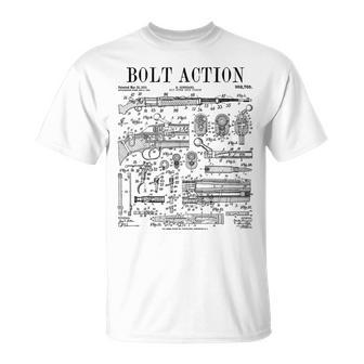 ハンティングライフルボルトアクション銃器ヴィンテージガン特許プリント Tシャツ - Kawaiitshirt