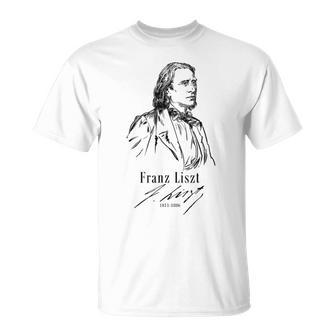 フランツ・リスト、クラシック音楽 ピアノ-Franz Liszt Classical Music-Piano Tシャツ - Kawaiitshirt