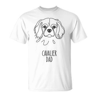 ラインアートベストドッグダッドメンズ-キャバリア 長袖tシャツ Tシャツ - Kawaiitshirt