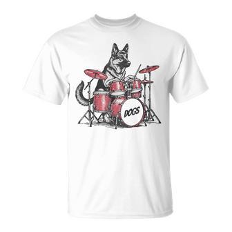 ヴィンテージジャーマンシェパード犬の演奏ドラム。 Tシャツ - Kawaiitshirt