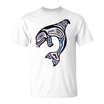 太平洋北西部シャチクジラ ネイティブアメリカン インディアンアート Tシャツ - Kawaiitshirt