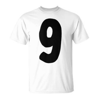 数字 9 太字 ブラック Tシャツ - Kawaiitshirt