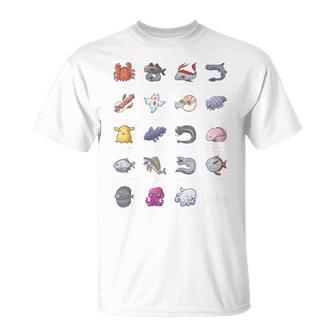 深海魚図鑑2_白文字 Tシャツ - Kawaiitshirt