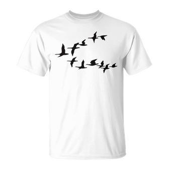 飛ぶ鳥の群れ 長袖tシャツ Tシャツ - Kawaiitshirt