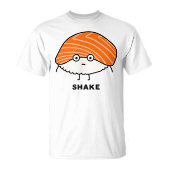 鮭 サーモン 握り寿司 顔 イラスト かわいい おもしろ 面白い 簡単 シンプル ゆるい ネタ 寿司 Tシャツ - Kawaiitshirt
