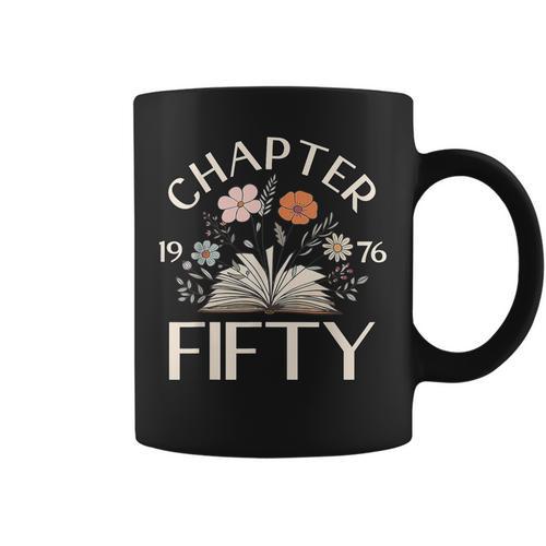 1976 Chapter Fifty 50th Birthday Decorations Wildflower Book Graphic Print Coffee Mug - Bookorys UK