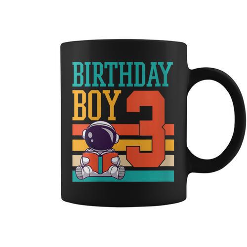 3 Year Old Birthday Boy Book Worm Reading Birthday Party Graphic Print Coffee Mug - Bookorys