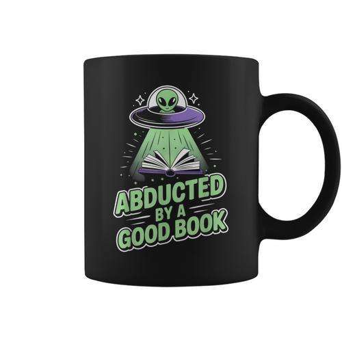 Abducted By A Good Book UFO Alien Reading Books Graphic Print Coffee Mug - Bookorys