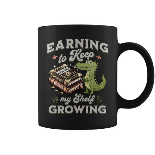 Alligator Book Lover Reading Pun Bookish Humor Vibes Graphic Print Coffee Mug - Bookorys CA