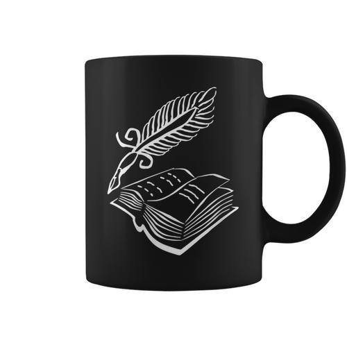 Antique Book With Feather Pen Graphic Print Coffee Mug - Bookorys UK