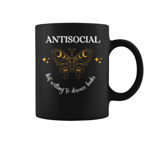 Antisocial Book Club Introvert Booklovers For Readers Graphic Print Coffee Mug - Bookorys CA