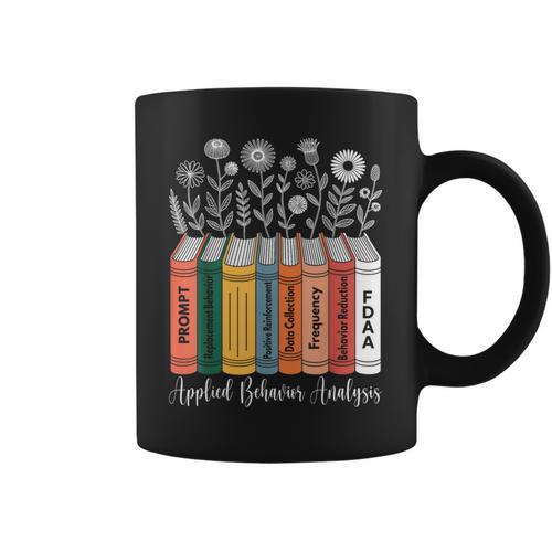 Applied Behavior Analysis ABA Therapist Floral Books Graphic Print Coffee Mug - Bookorys