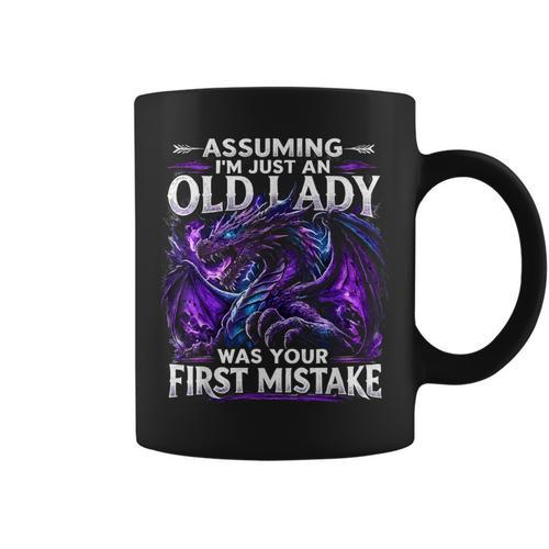 Assuming I'm Just An Old Lady Fantasy Book Reader Mom Dragon Graphic Print Coffee Mug - Bookorys AU