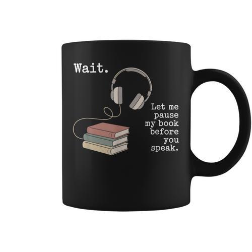 Audiobook Enthusiasts Headphones Book Club Bookworm Graphic Print Coffee Mug - Bookorys UK