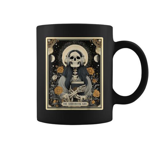 The Audiobook Girl Books Headphones Tarot Card Skeleton Graphic Print Coffee Mug - Bookorys DE
