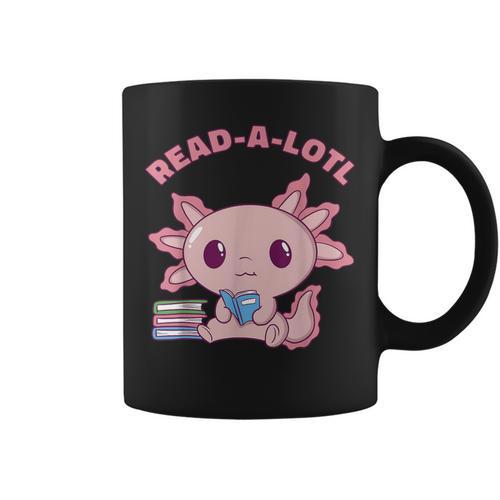 Axolotl Read A Lotl Book Lover Reading Books Cute Graphic Print Coffee Mug - Bookorys