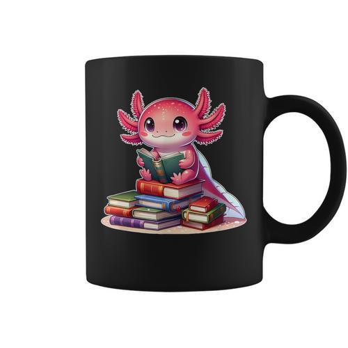 Axolotl Reading Bookworm Book Lovers Graphic Print Coffee Mug - Bookorys CA