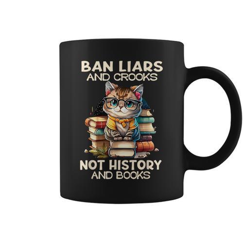 Ban Liars And Crooks Not History And Books Cat Graphic Print Coffee Mug - Bookorys DE