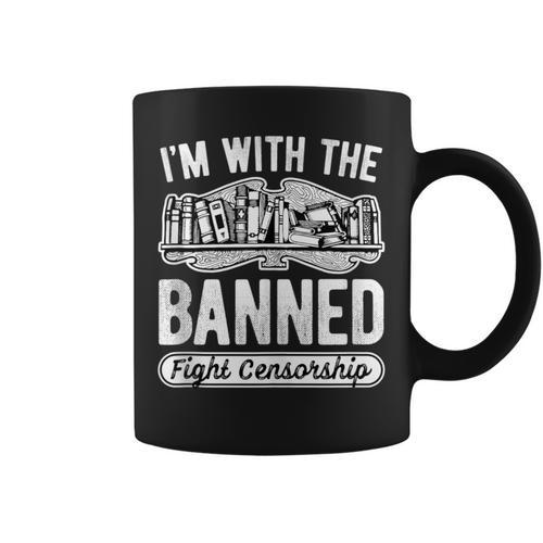 Banned Books Fight Censorship I'm With The Banned Book Pun Graphic Print Coffee Mug - Bookorys CA