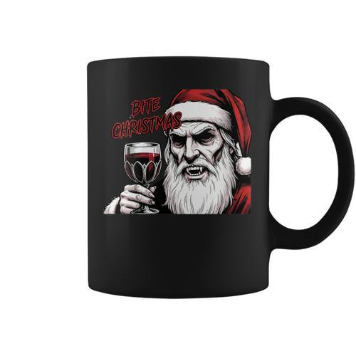 Bite Christmas Vampire Santa Claus Vintage Comic Book Style Graphic Print Coffee Mug - Bookorys CA