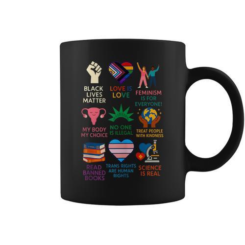 BLM Human Rights Feminism Trans Science Books LGBTQ Kindness Graphic Print Coffee Mug - Bookorys
