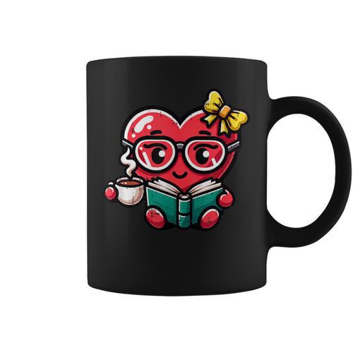 Book Coffee Valentines Cute Heart Lover Women Girl Graphic Print Coffee Mug - Bookorys CA