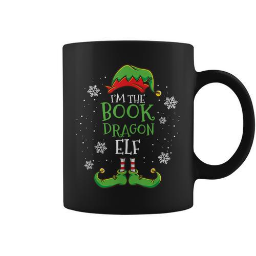 Im The Book Dragon Elf Christmas Librarian Graphic Print Coffee Mug - Bookorys UK