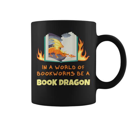 Book Dragon Librarian Book Lovers Graphic Print Coffee Mug - Bookorys AU