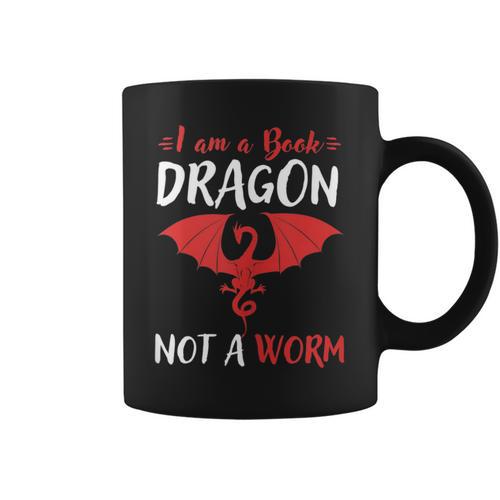 I Am A Book Dragon Not A Worm Graphic Print Coffee Mug - Bookorys