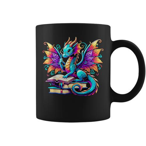 Book Dragon Reading Graphic Print Coffee Mug - Bookorys AU
