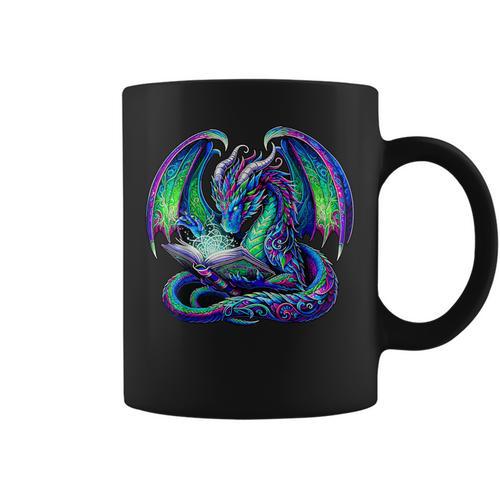 Book Dragon Reading Lover Graphic Print Coffee Mug - Bookorys