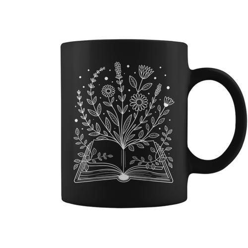 Book With Flowers Cottagecore Books Wildflowers Book Lovers Graphic Print Coffee Mug - Bookorys
