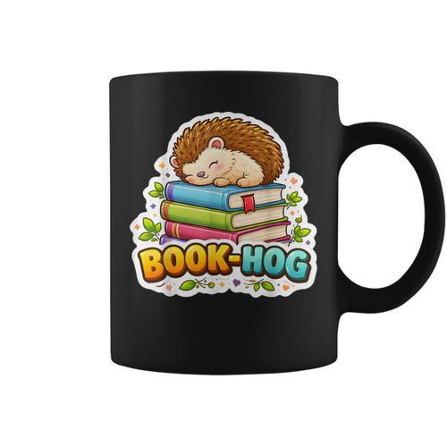 Book Hog Lover Hedgehog Owner Erinaceinae Bookworm Pun Joke Graphic Print Coffee Mug - Bookorys