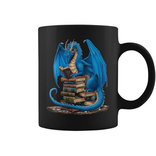 Book Lover Bookworm Reading Books Dragon Graphic Print Coffee Mug - Bookorys AU
