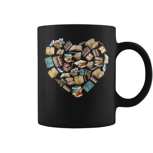 Book Lover Heart Shape Valentines Day Librarian Squad Gift Graphic Print Coffee Mug - Bookorys