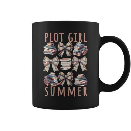 Book Lover Plot Girl Summer Books Coquette Bow Book Girly B Graphic Print Coffee Mug - Bookorys